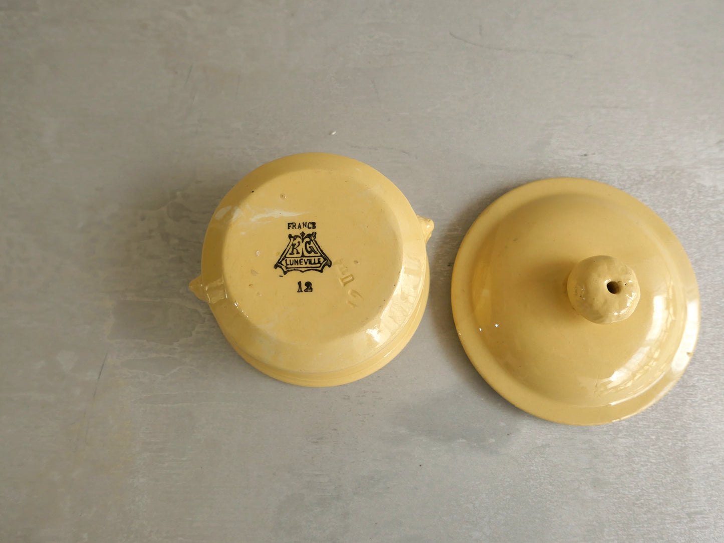 Vintage Yellow Pate Jar 1930s