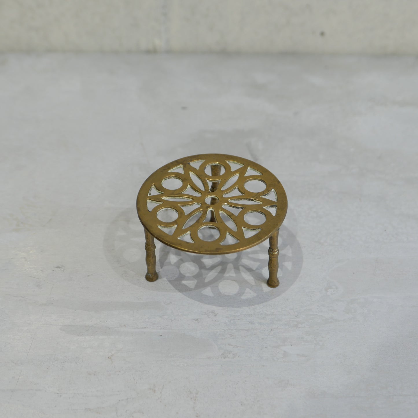 Vintage Brass Small Pot Stand 1960s