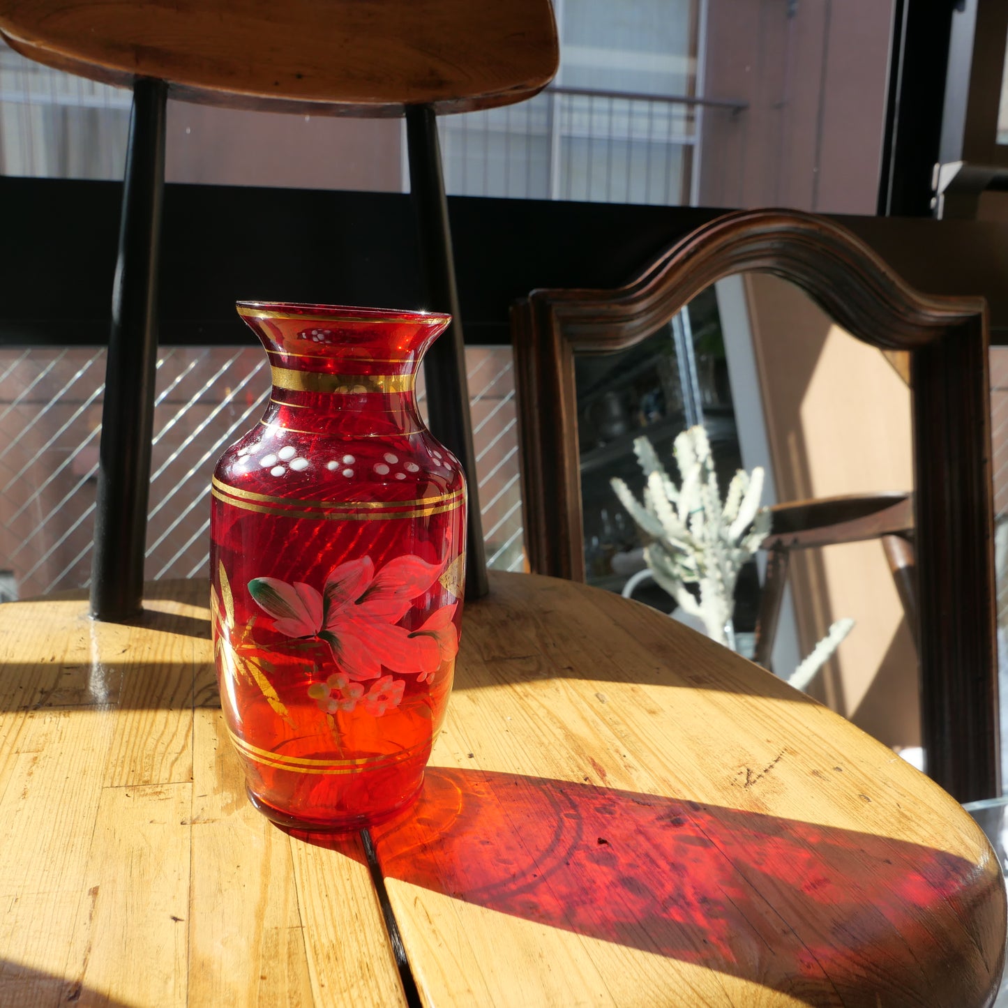 Antique Chinese Red Glass Vase