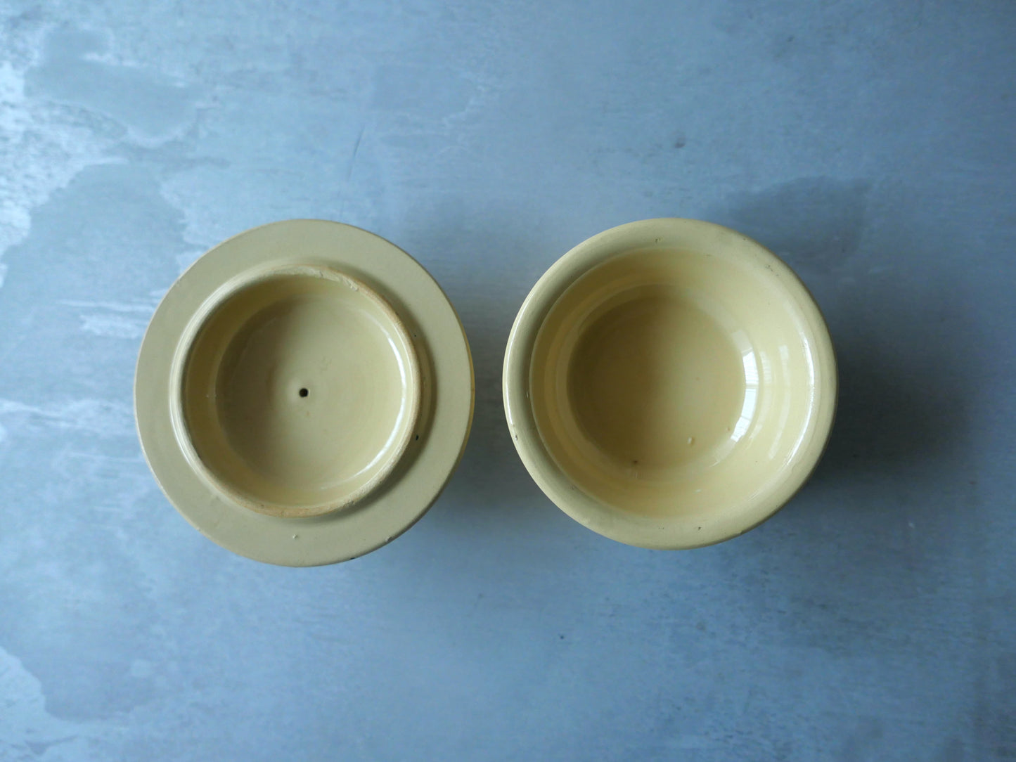 Vintage Yellow Pate Jar 1930s