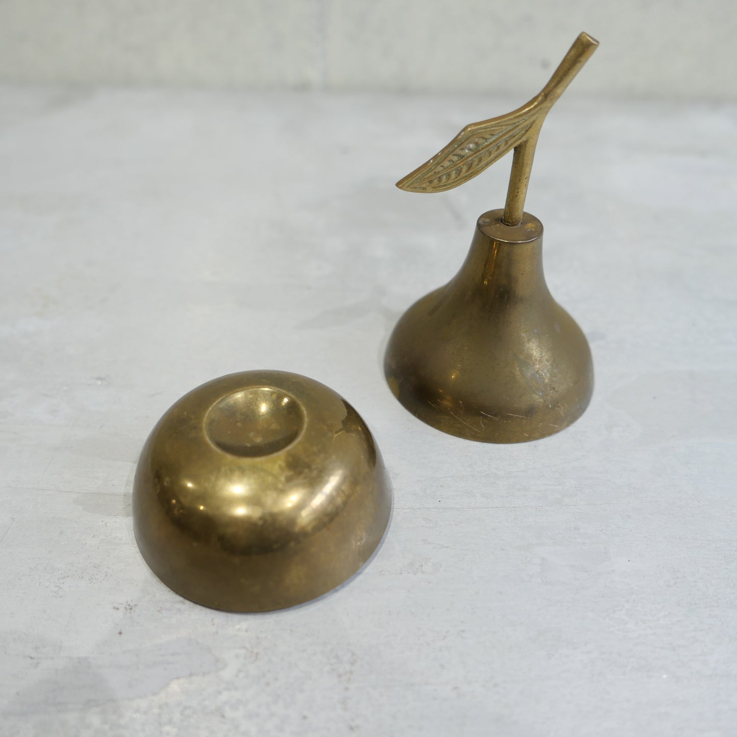 Vintage Brass Pear Trinket Holder 1960s