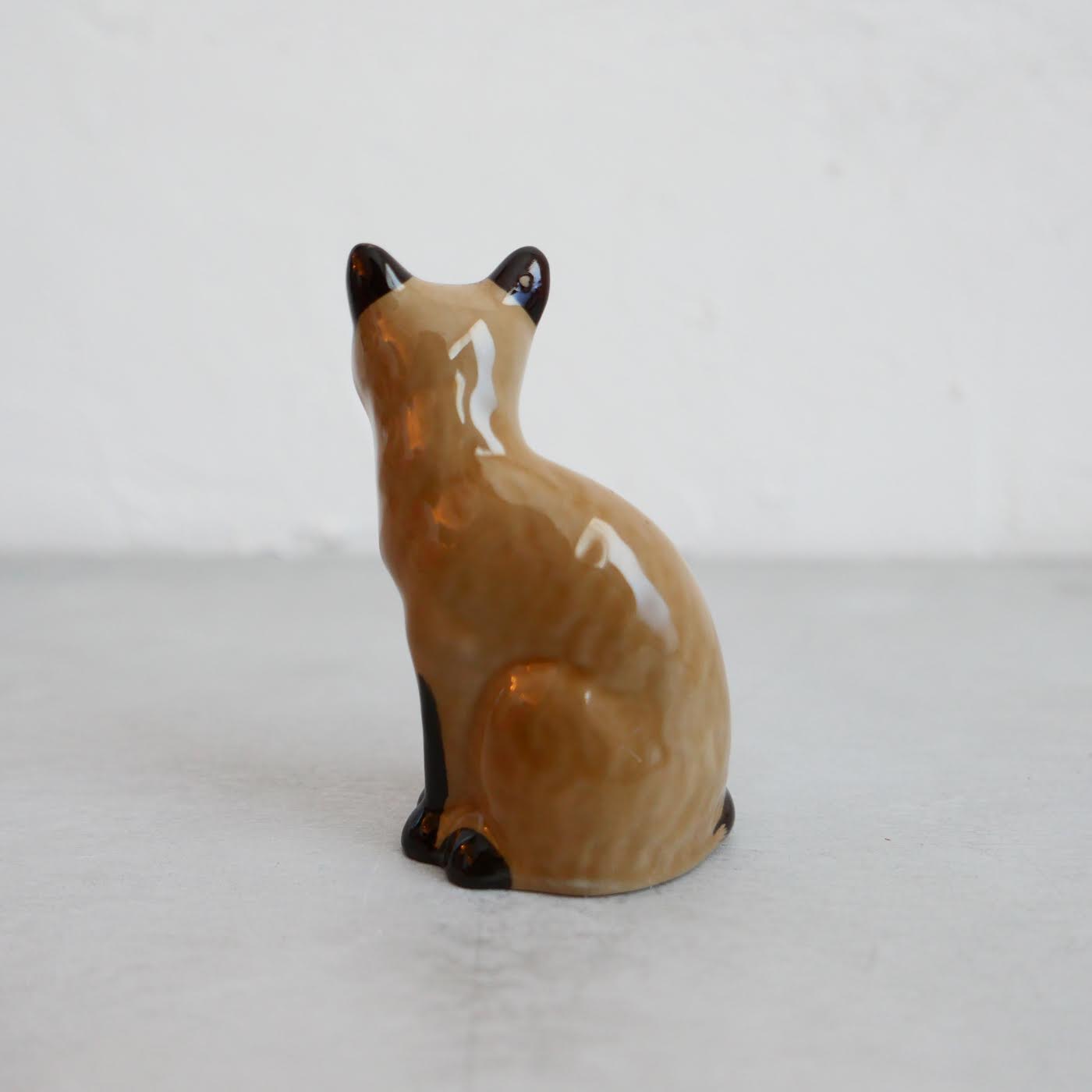 Vintage Ceramic Cat with Blue Eyes