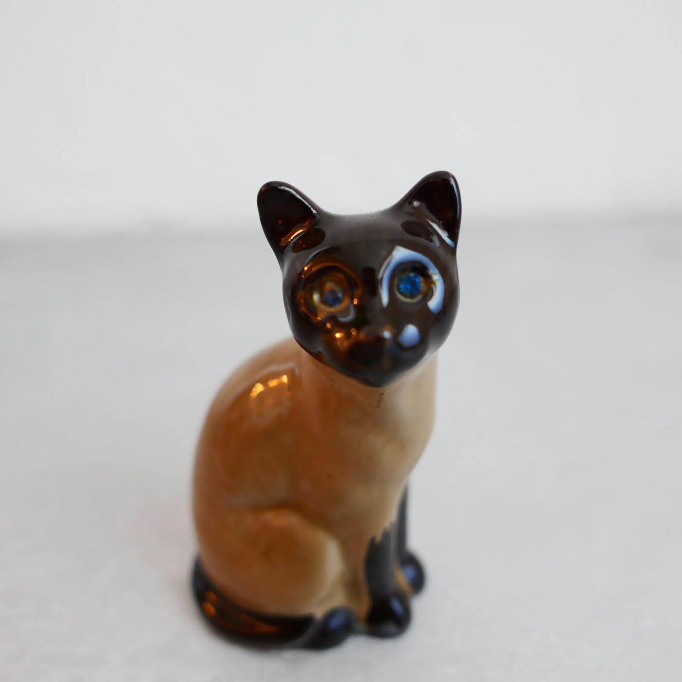 Vintage Ceramic Cat with Blue Eyes